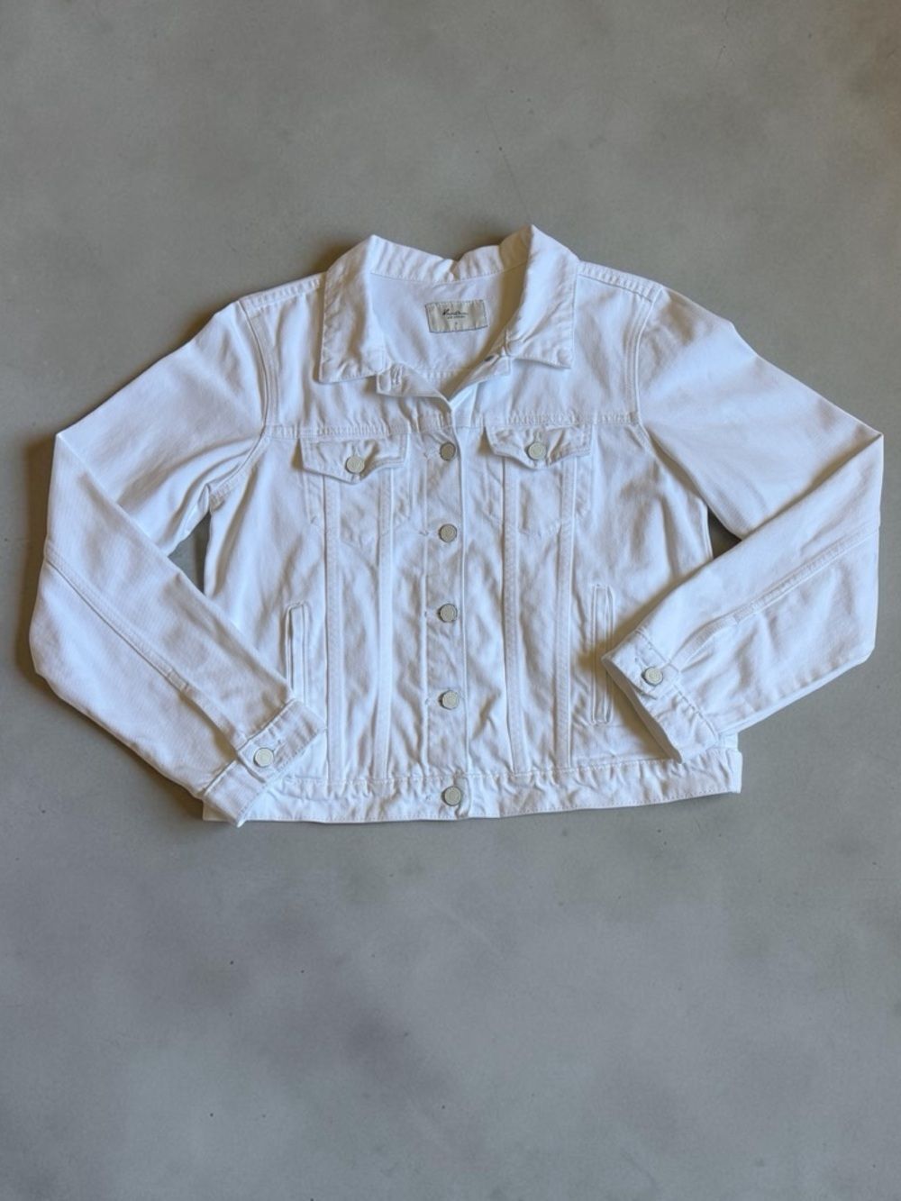 Kancan Delora Denim Jacket Women's Size L White Cotton Button Front Preppy Boho - Picture 11 of 16